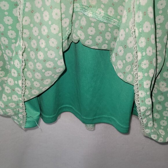Doe & Rae Dress Womens M Green Floral Stretch Lined Cottagecore Sleeveless Flowy - Picture 3 of 11